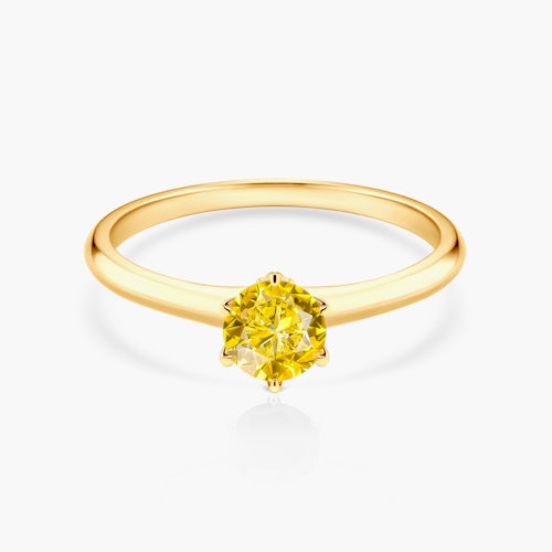 Pierścionek zaręczynowy The Journey: złoty, żółty szafir